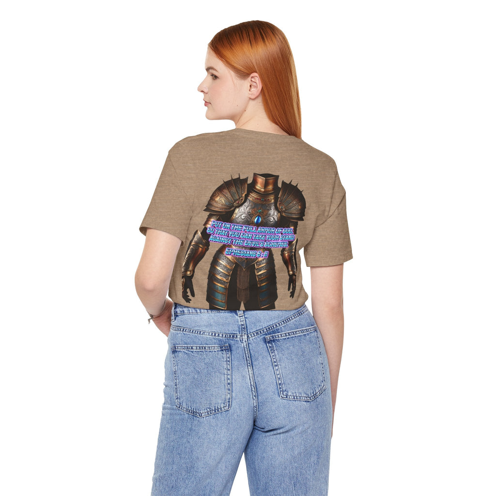 Religious Graphic Tee with Armor Of God Design Unisex Jersey Short Sleeve Tee Printify
