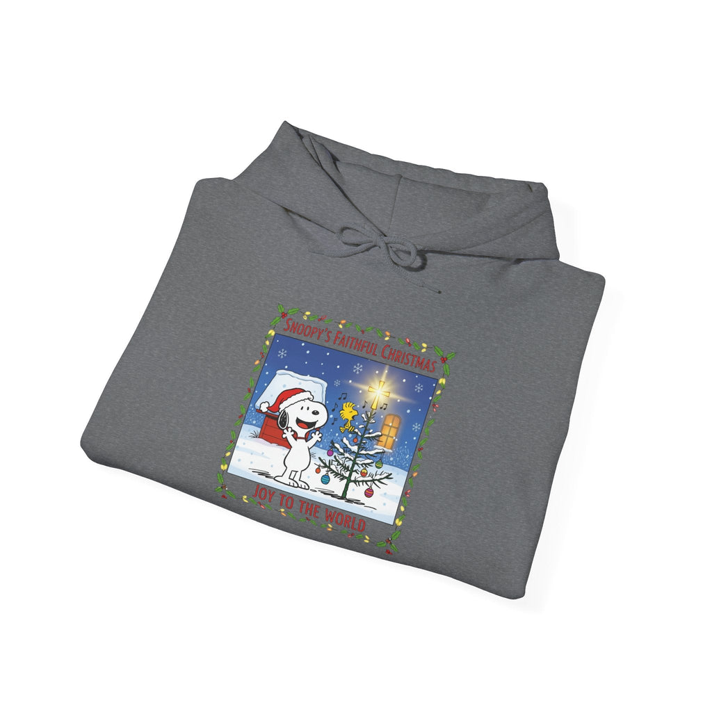 🎄 Faithful Christmas Friends – Christian Holiday Hoodie | Festive Tree & Cartoon Duo | Heartwarming Christmas Tee by Uplifted Gear Printify