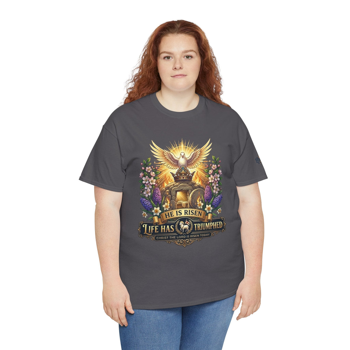 He Is Risen "Life Has Triumphed" T-Shirt — Easter Resurrection Christian Tee Printify