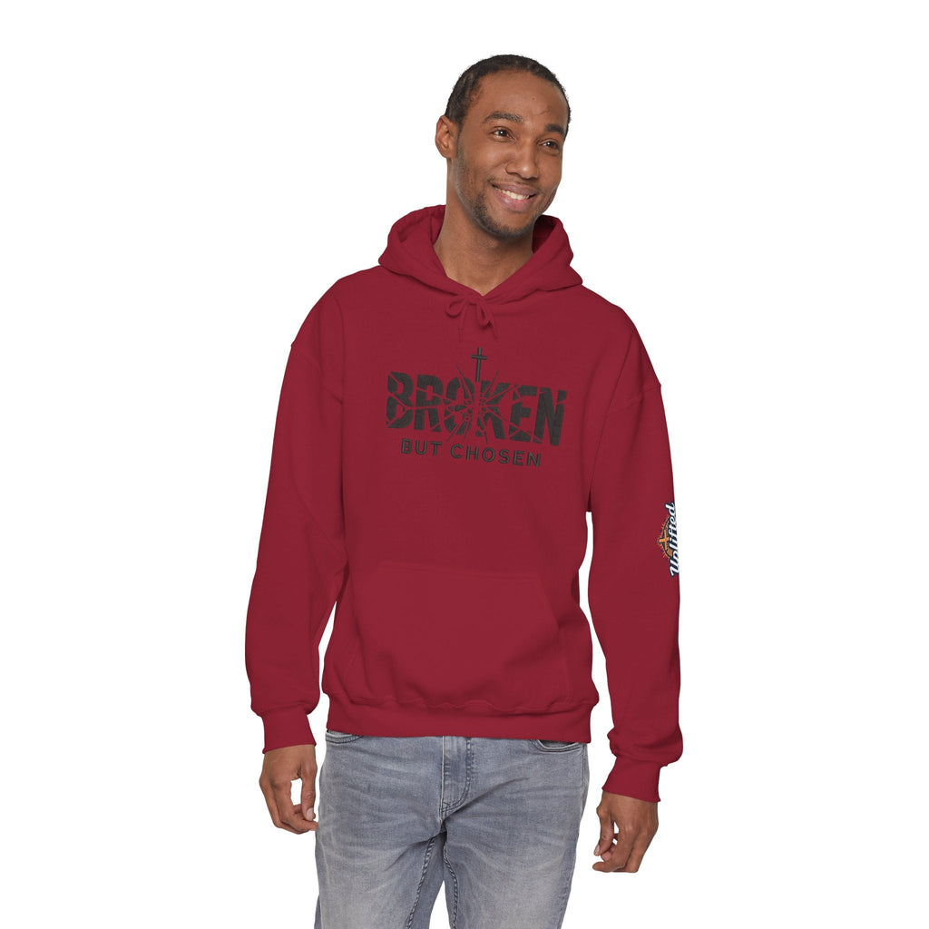 Broken But Chosen Hoodie — Christian Faith Graphic Sweatshirt Printify