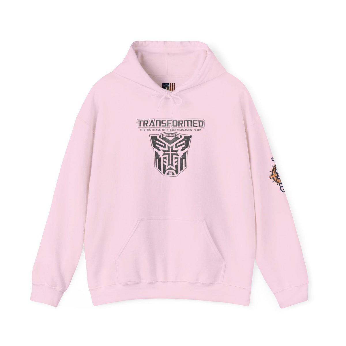 Transformer Logo Christian Hoodie | 2 Corinthians 3:18 Bible Verse Hoodie Printify