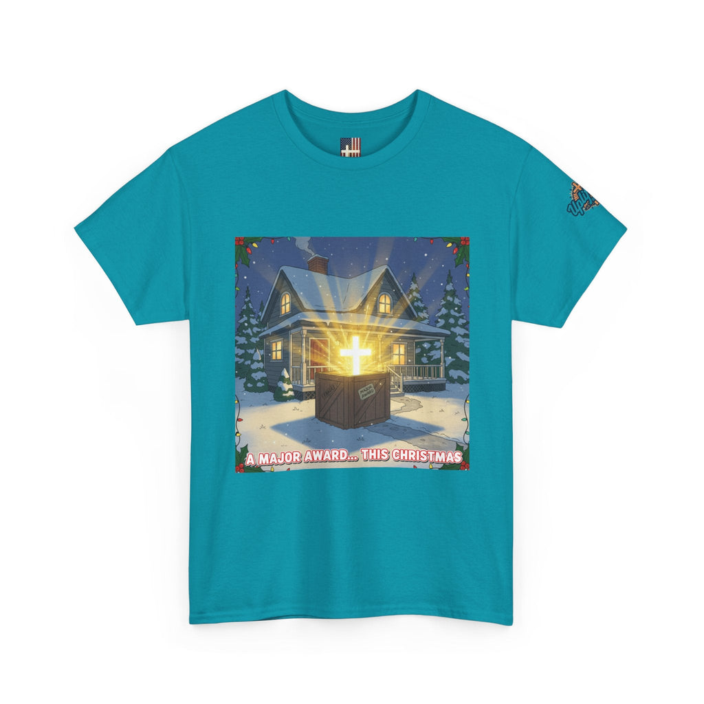 A Major Award This Christmas T-shirt – Fragile Leg Lamp Parody Cross Unboxing Christian T-shirt for Hilarious Faith & Holiday Glow Printify