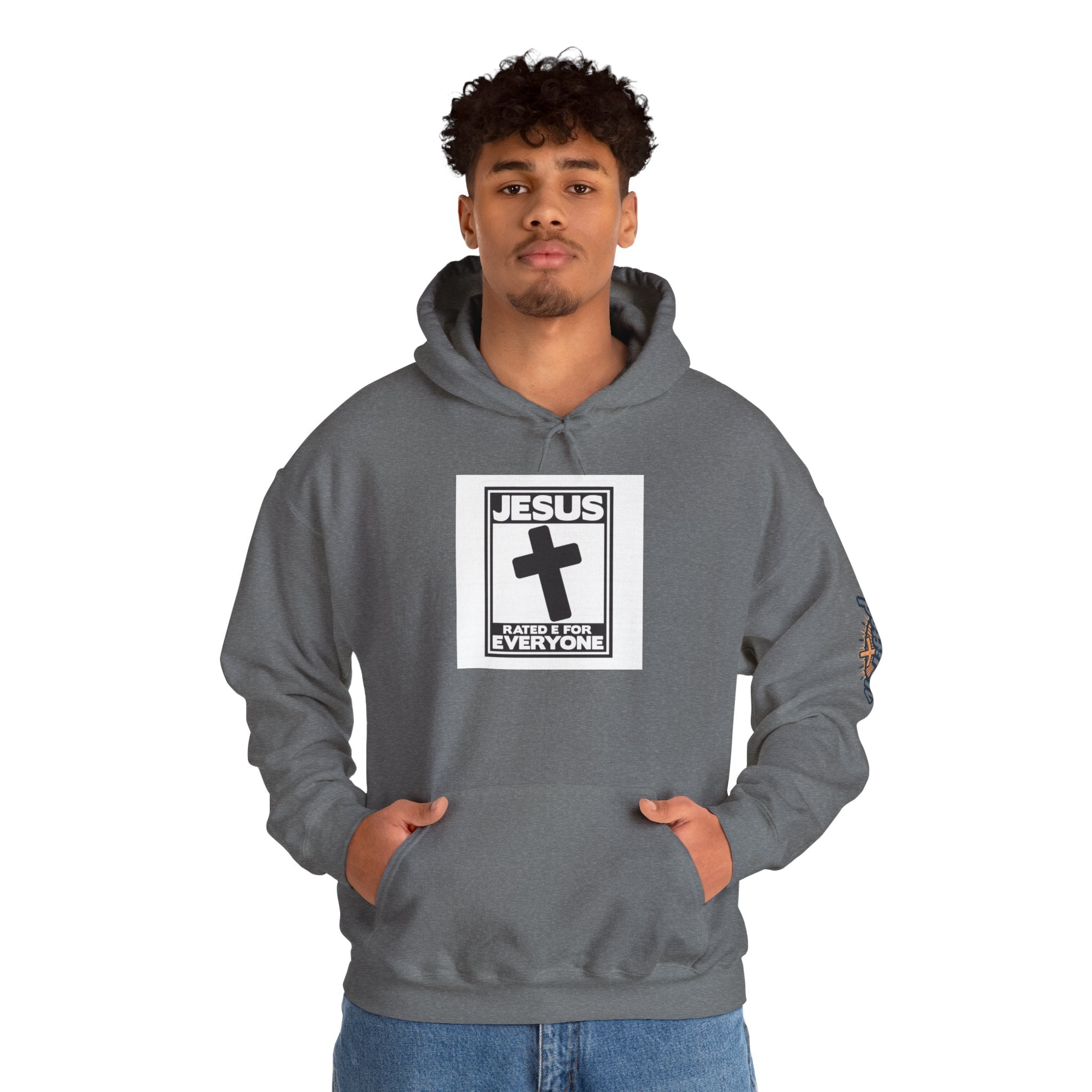 Jesus, Rated E for Everyone Hoodie - Gamer Faith Hoodie - Christian Video Game Parody Printify
