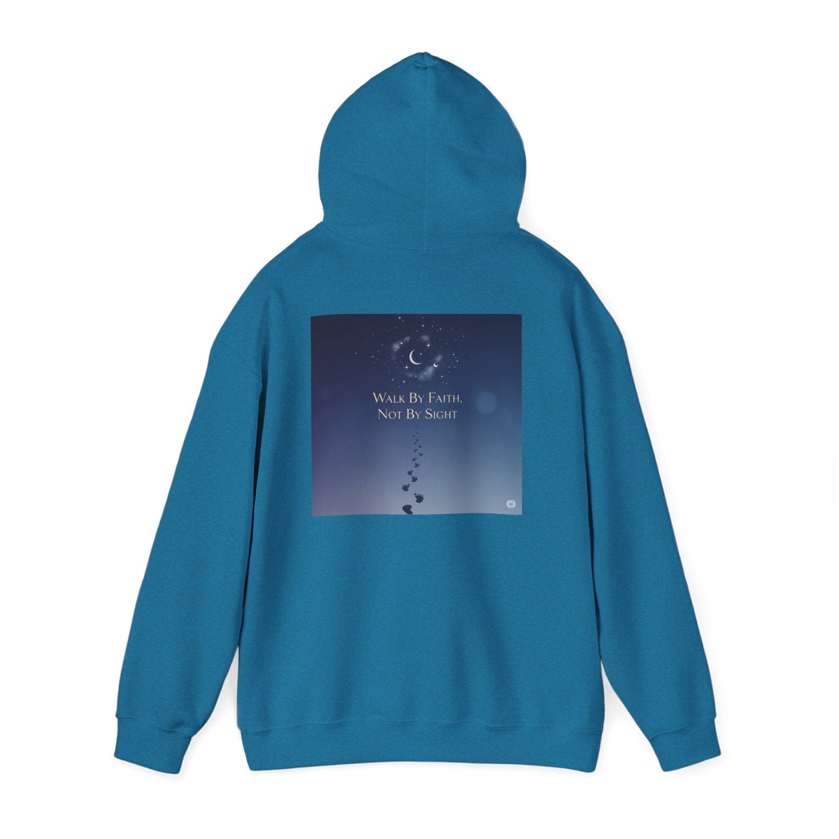 Walk by Faith, Not by Sight Hoodie – Moonlit Footprints Christian Hoodie for Cozy Nights Printify