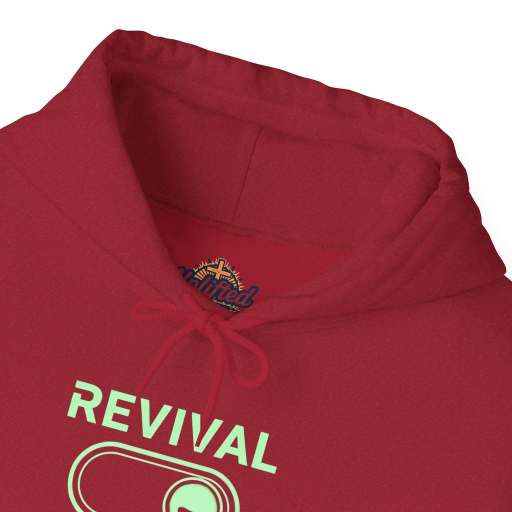 🔥 Revival Mode: ON – Christian Techwear Hoodie | Glowing Green Faith Switch | Futuristic Jesus Shirt | Activate Your Spiritual Awakening | Uplifted Gear Printify