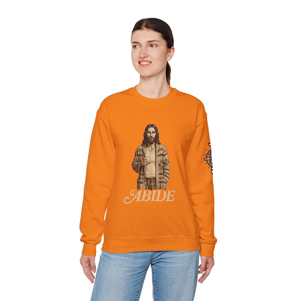 Abide Jesus Sweatshirt — Vintage 'The Dude' Religious Graphic Sweatshirt Printify