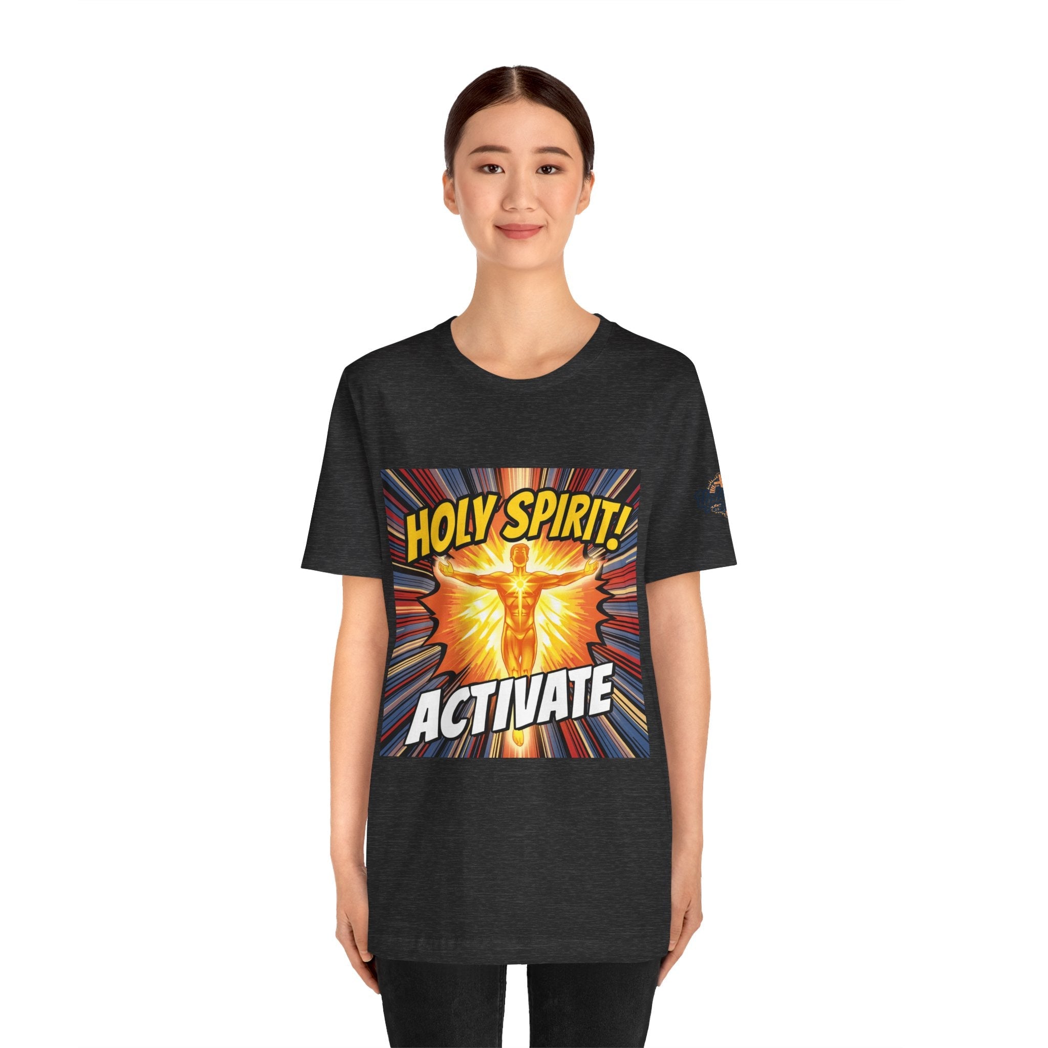 Holy Spirit Activate T-shirt – Superhero Christian T-shirt with Vibrant Power-Up Design for Faith-Fueled Boldness Printify