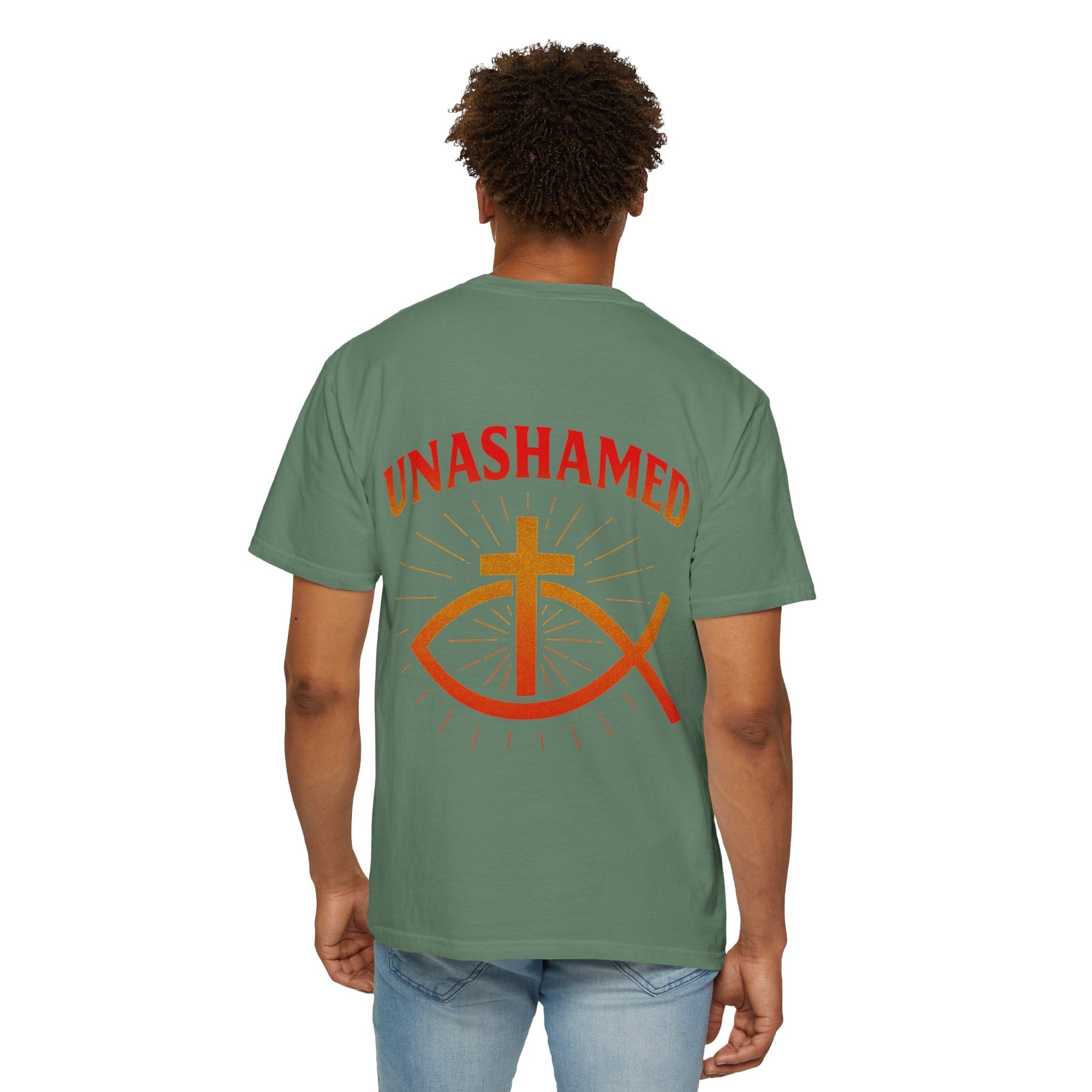 Unashamed T-shirt – Ichthys Jesus Fish & Cross Christian Sweatshirt for Romans 1:16 Bold Faith Printify