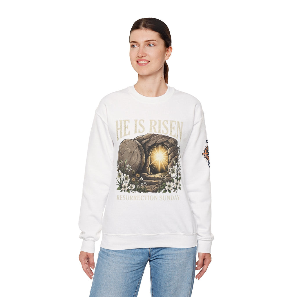 He Is Risen Sweatshirt — Jesus Christ Resurrection Easter Sweatshirt Printify
