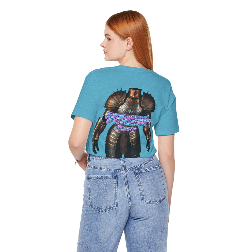 Religious Graphic Tee with Armor Of God Design Unisex Jersey Short Sleeve Tee Printify