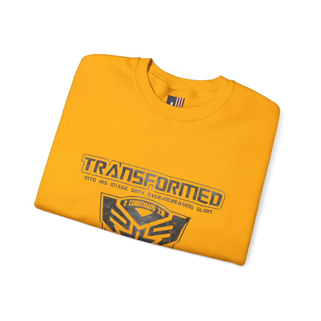 Transformer Logo Christian Sweatshirt | 2 Corinthians 3:18 Bible Verse Sweatshirt Printify