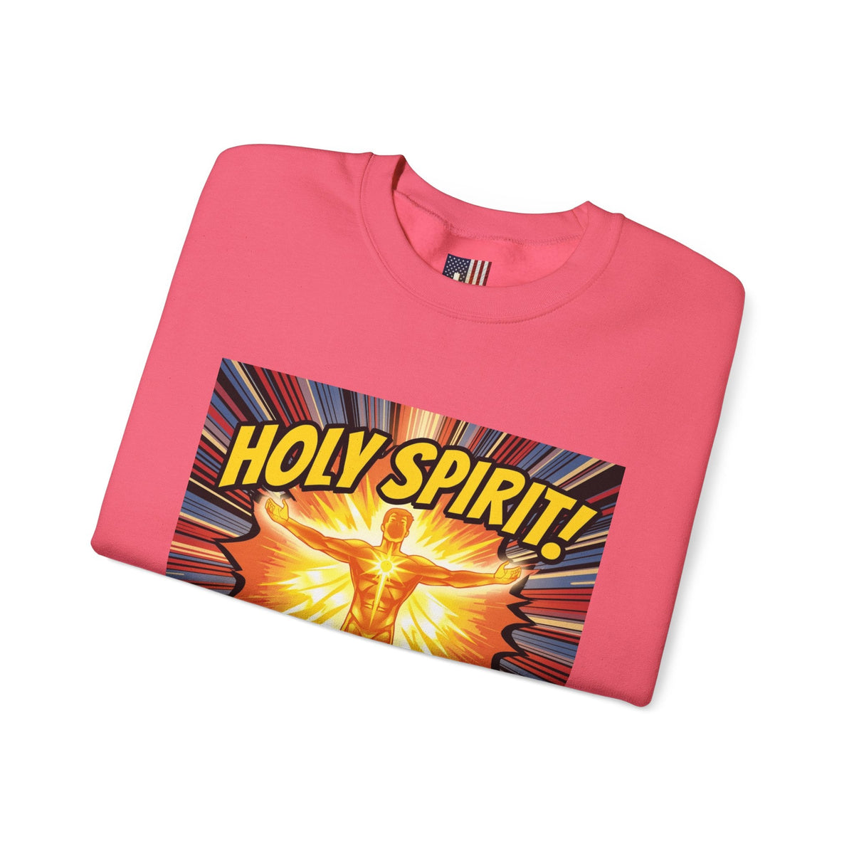 Holy Spirit Activate Sweatshirt – Superhero Christian Sweatshirt with Vibrant Power-Up Design for Faith-Fueled Boldness Printify