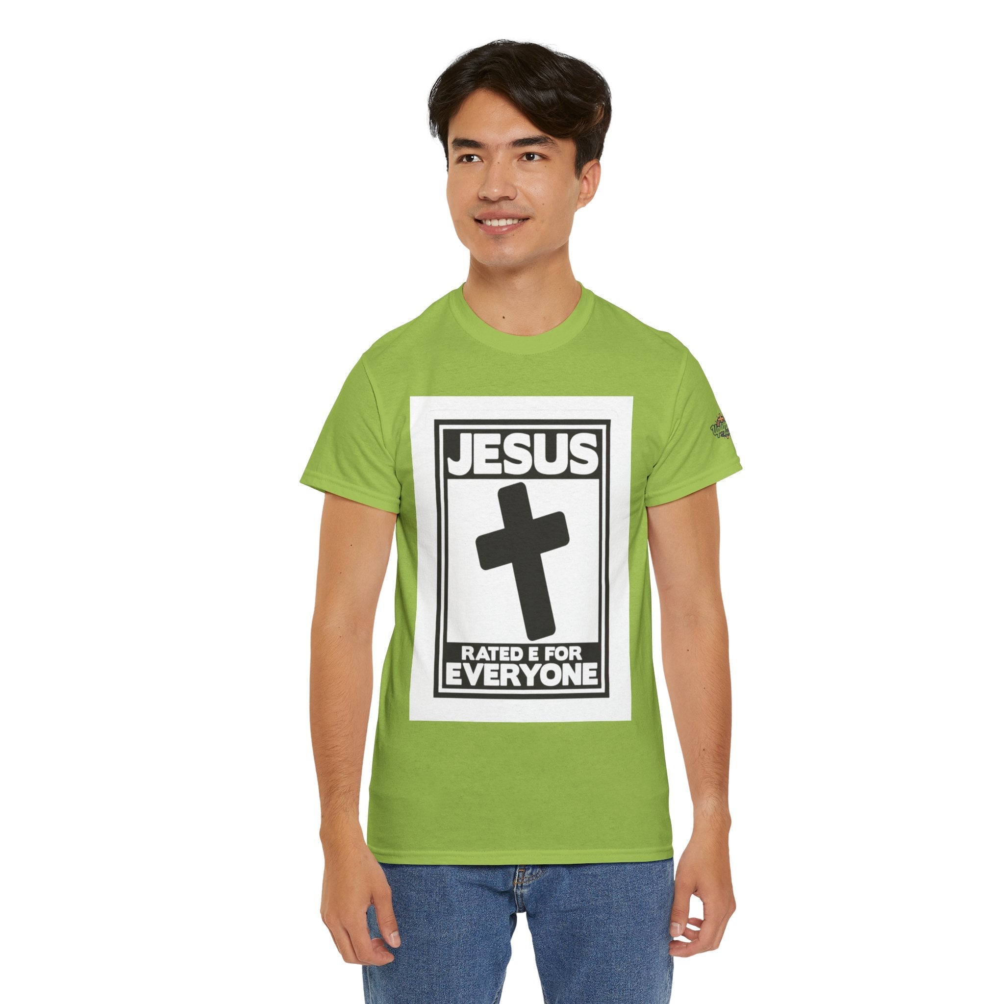 Jesus, Rated E for Everyone T-shirt - Gamer Faith T-shirt - Christian Video Game Parody Printify