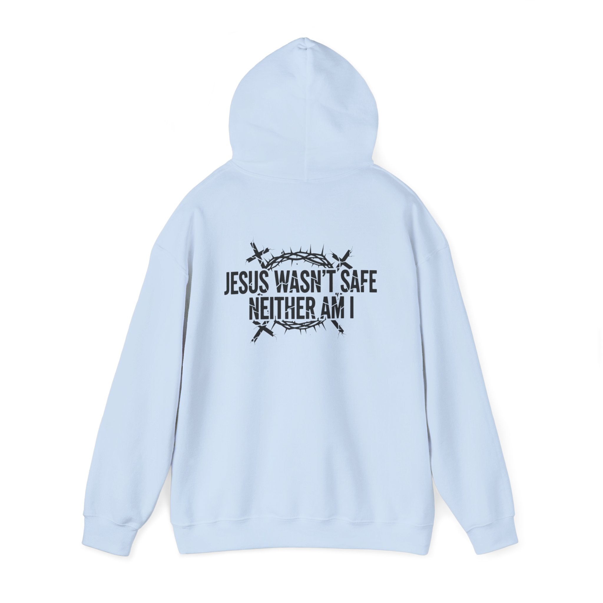 ⚡ Jesus Wasn’t Safe – Neither Am I | Bold Christian Hoodie | Storm-Walking Faith Tee | Minimalist Black & White Design | Uplifted Gear Printify
