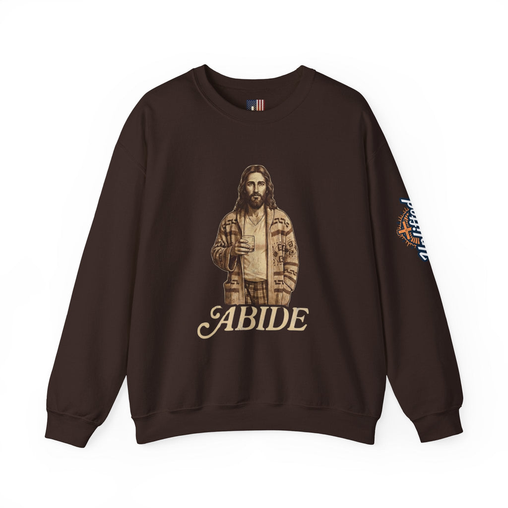 Abide Jesus Sweatshirt — Vintage 'The Dude' Religious Graphic Sweatshirt Printify