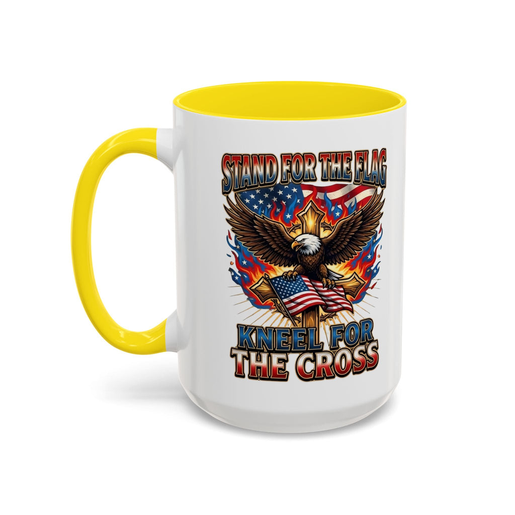 Patriotic Eagle Coffee Mug — "Stand for the Flag, Kneel for the Cross" (11/15oz) Printify