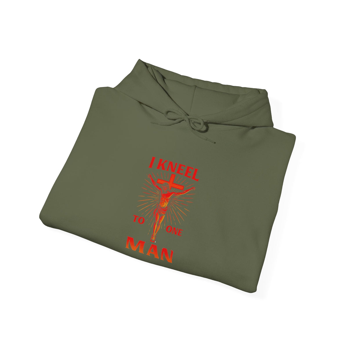 I Kneel to One Man Hoodie – Crucifixion Christian Sweatshirt for Unashamed Devotion & Bold Faith Printify