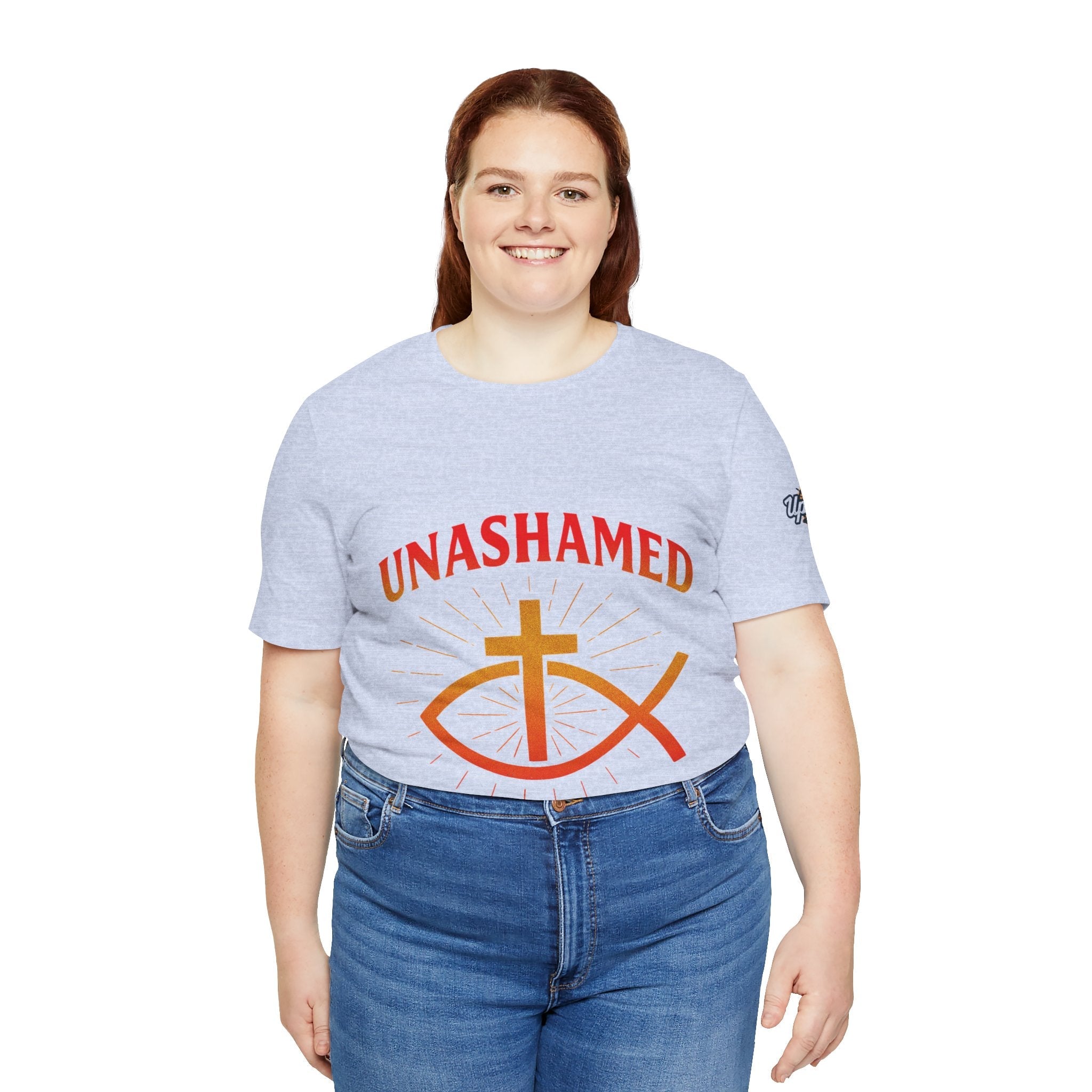 Unashamed T-shirt – Ichthys Jesus Fish & Cross Christian T-shirt for Romans 1:16 Bold Faith Printify