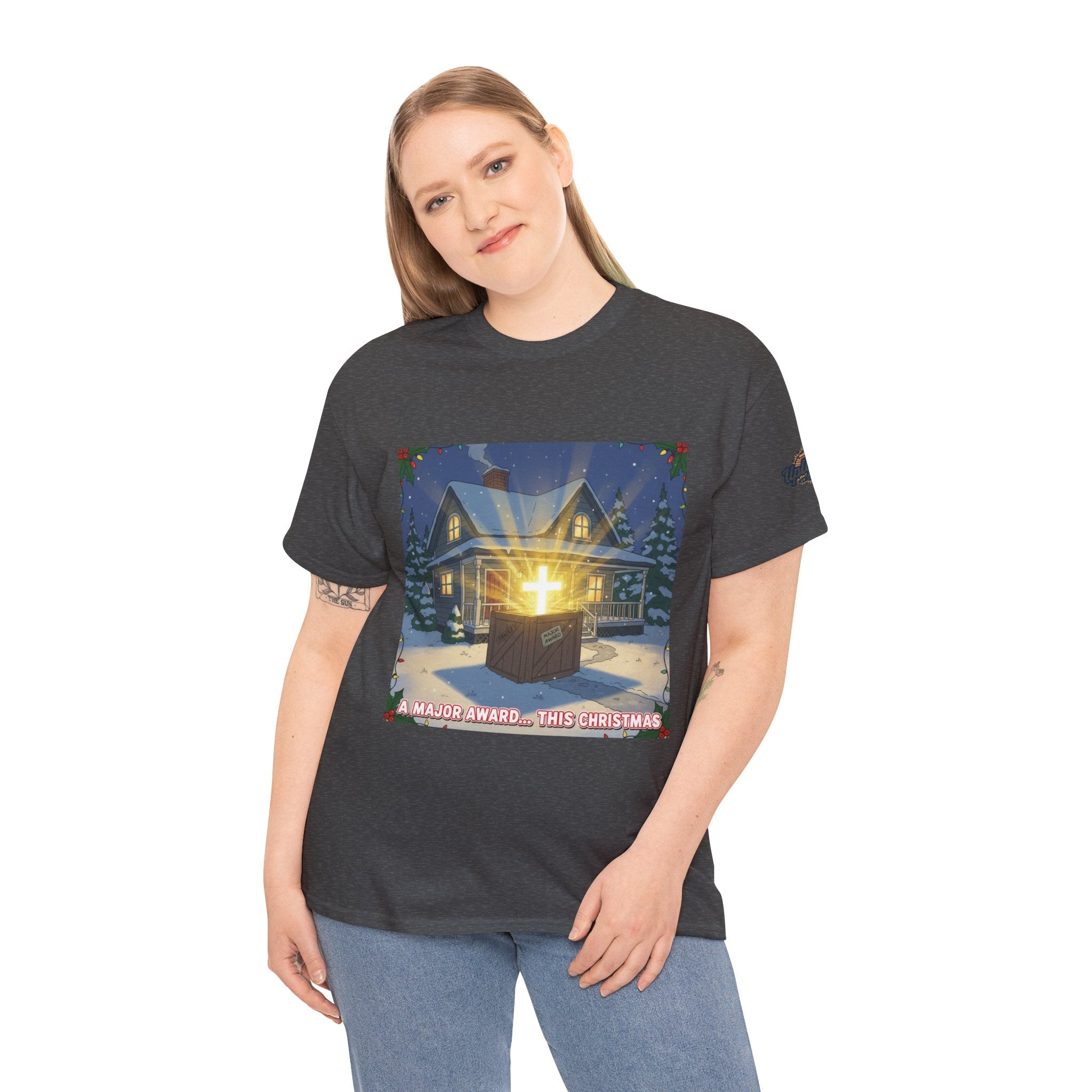 A Major Award This Christmas T-shirt – Fragile Leg Lamp Parody Cross Unboxing Christian T-shirt for Hilarious Faith & Holiday Glow Printify