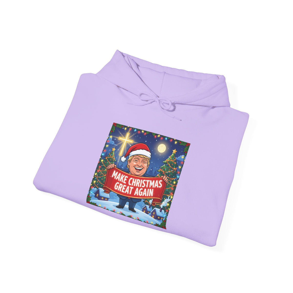 🎄 Make Christmas Great Again – Patriotic Christian Christmas Hoodie | Bold Holiday Faith Tee | Red & White Banner Design | Uplifted Gear Printify