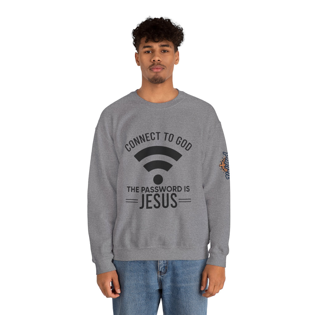 Connect to God Sweatshirt - WIFI Password is Jesus - Funny Christian Faith Sweatshirt Printify