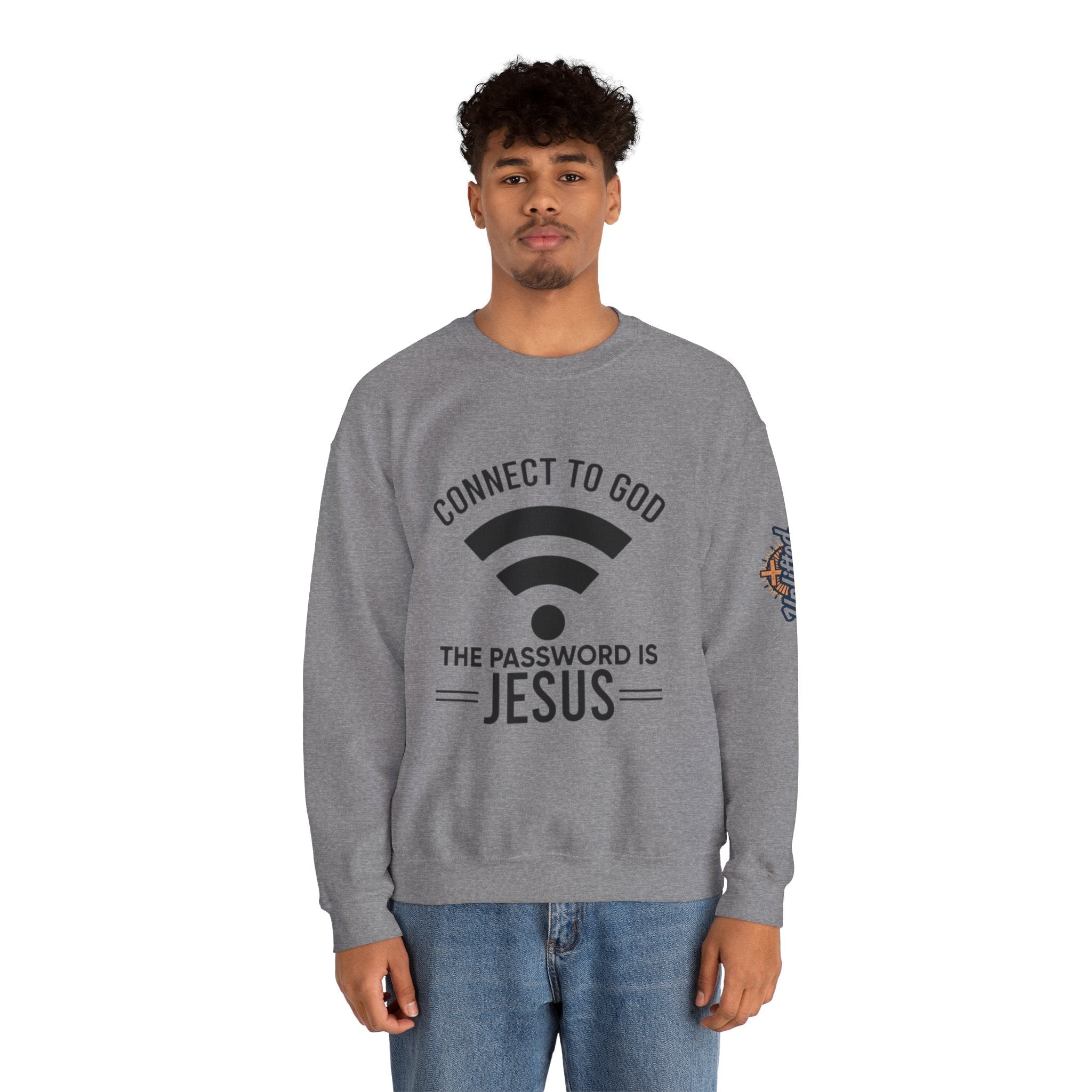 Connect to God Sweatshirt - WIFI Password is Jesus - Funny Christian Faith Sweatshirt Printify