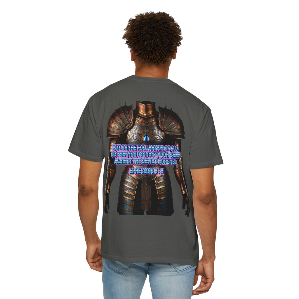 Religious Graphic Tee with Armor Of God Design - Unisex Garment-Dyed T-shirt Printify