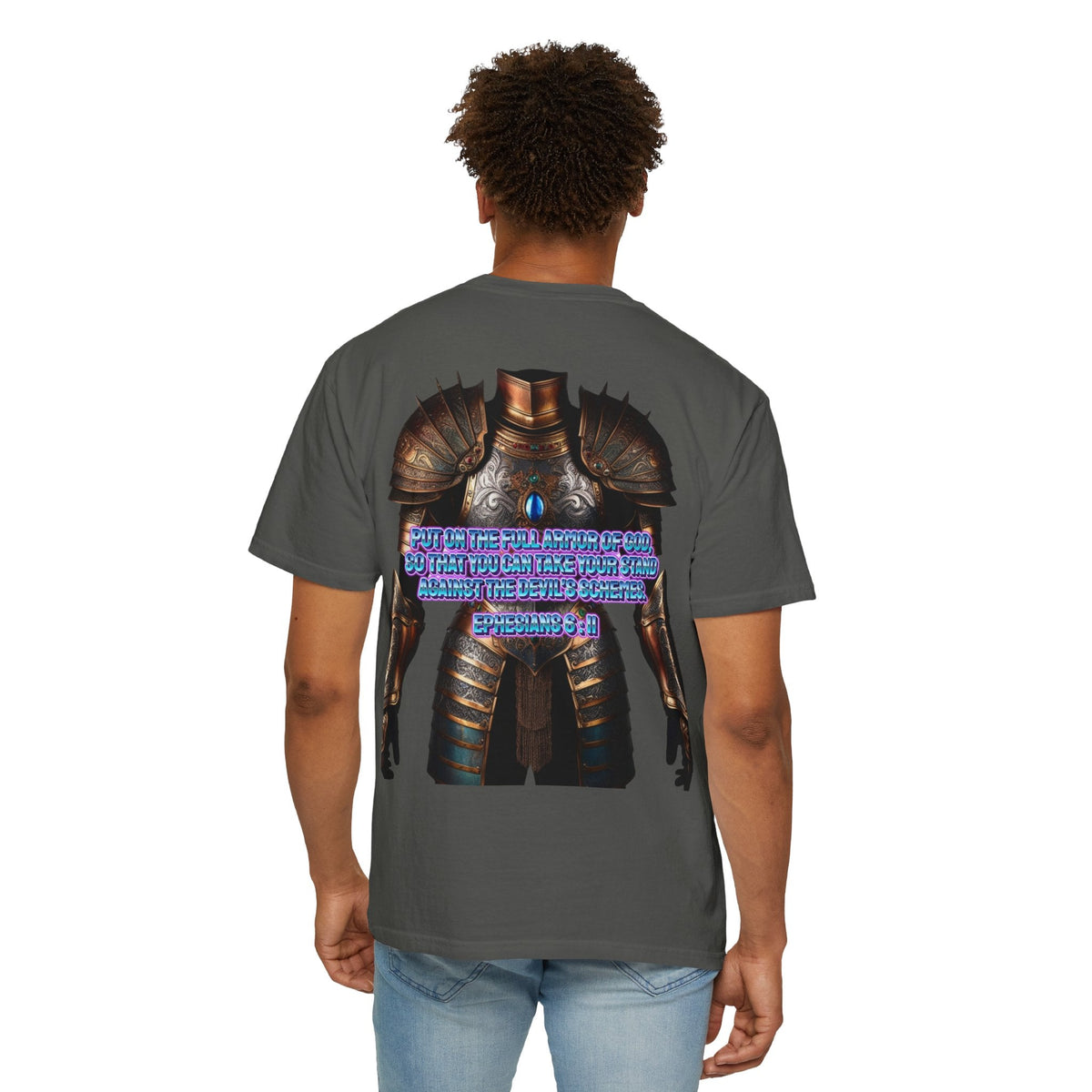 Religious Graphic Tee with Armor Of God Design - Unisex Garment-Dyed T-shirt Printify