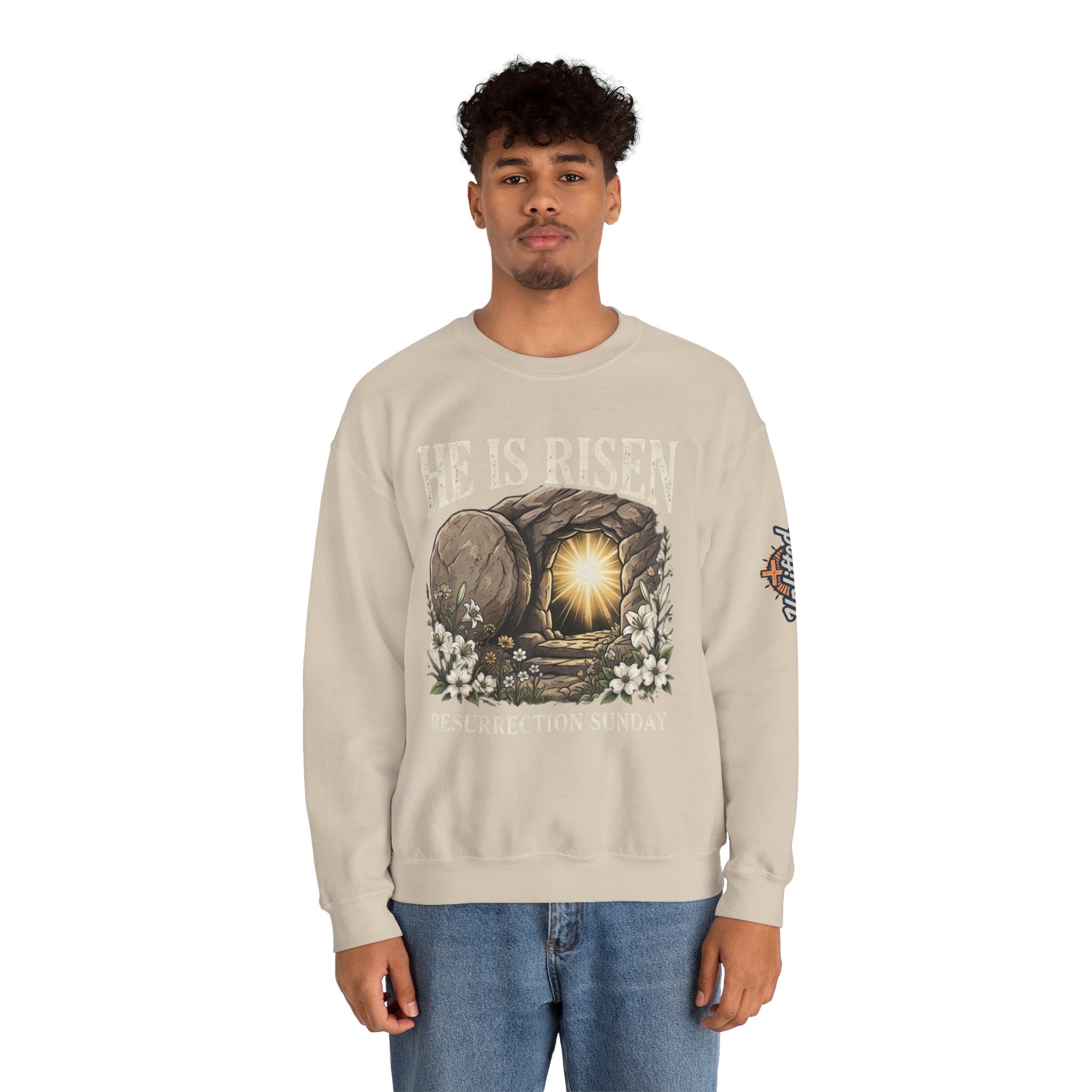 He Is Risen Sweatshirt — Jesus Christ Resurrection Easter Sweatshirt Printify