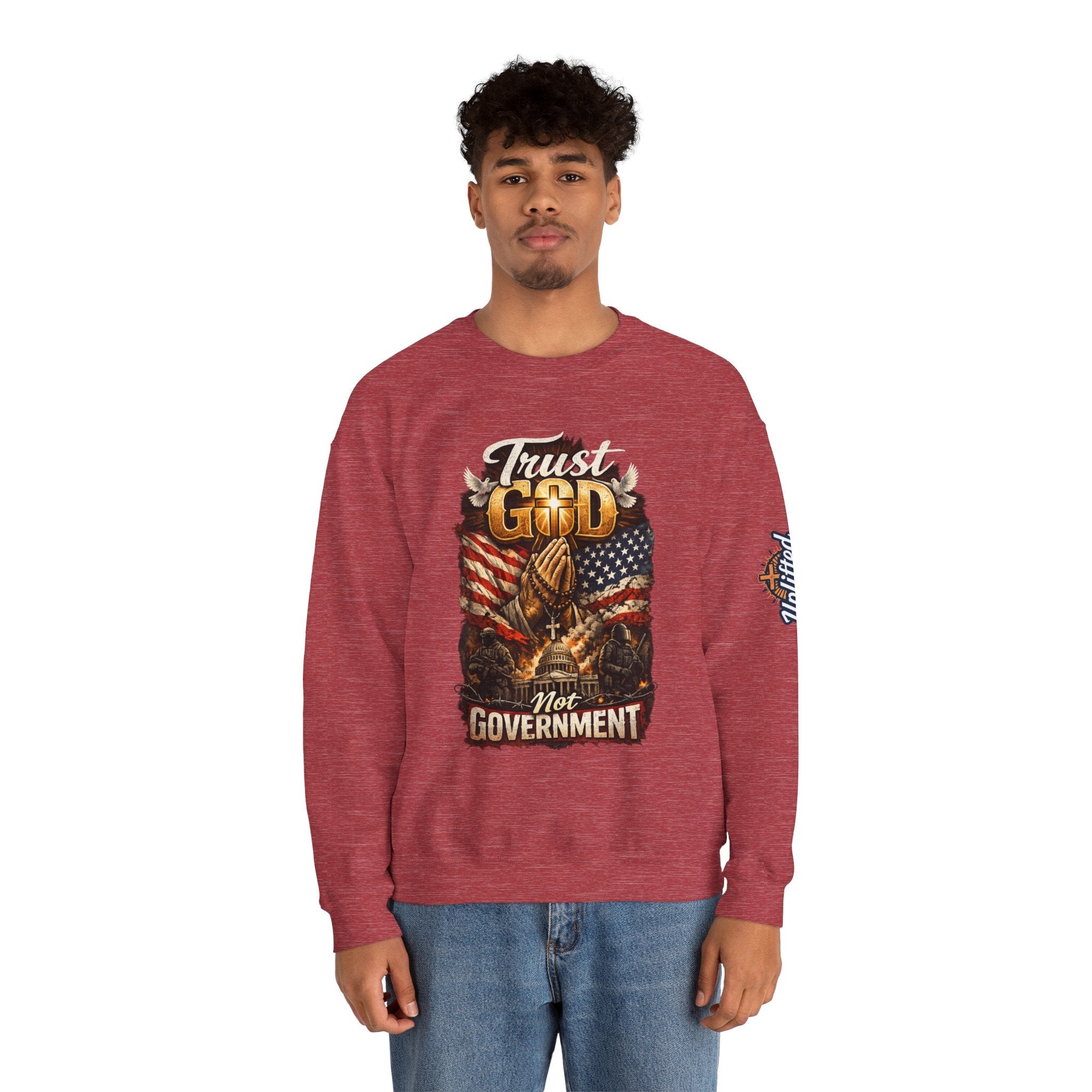 Trust God Not Government Sweatshirt — Vintage Patriotic Christian Sweatshirt Printify