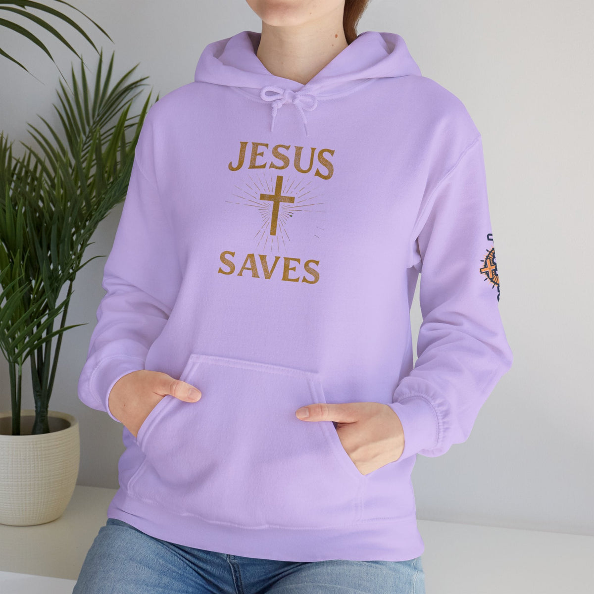 Jesus Saves Hoodie – Radiant Cross & Rays of Light Christian Sweatshirt for Eternal Hope & Faith Printify