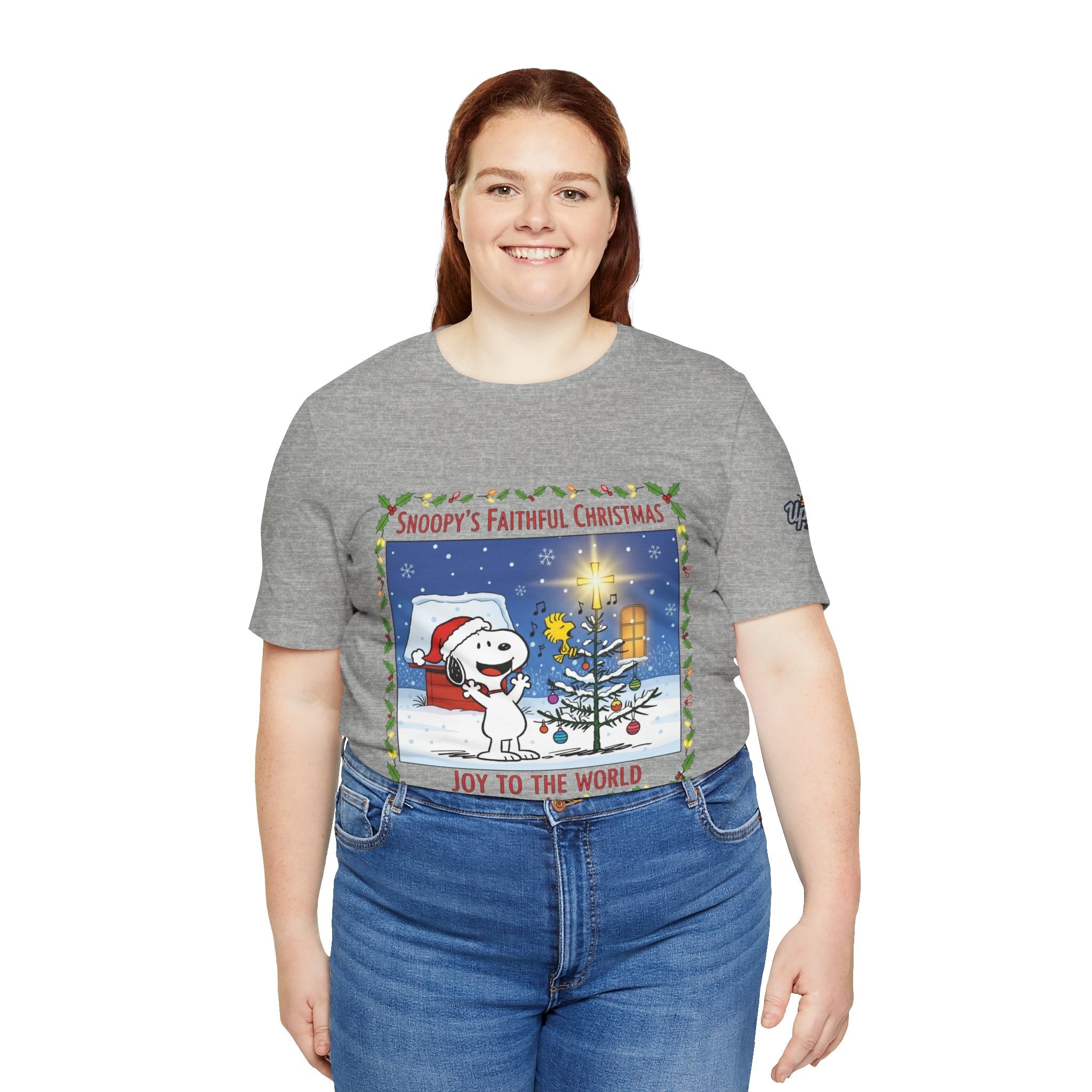 🎄 Faithful Christmas Friends – Christian Holiday T-Shirt | Festive Tree & Cartoon Duo | Heartwarming Christmas Tee by Uplifted Gear Printify