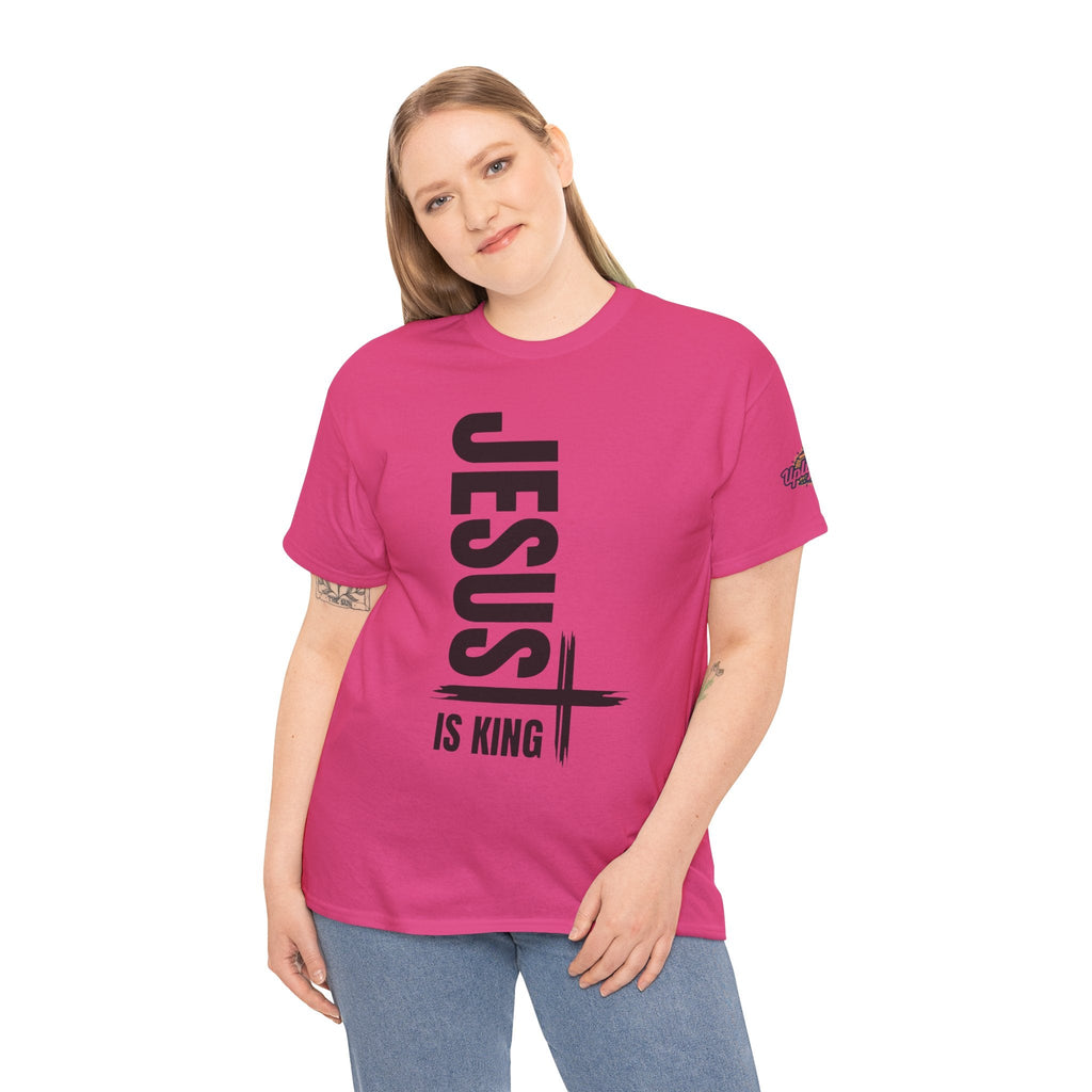 Jesus Is King T-shirt | Modern Typographic Cross Christian T-shirt Printify