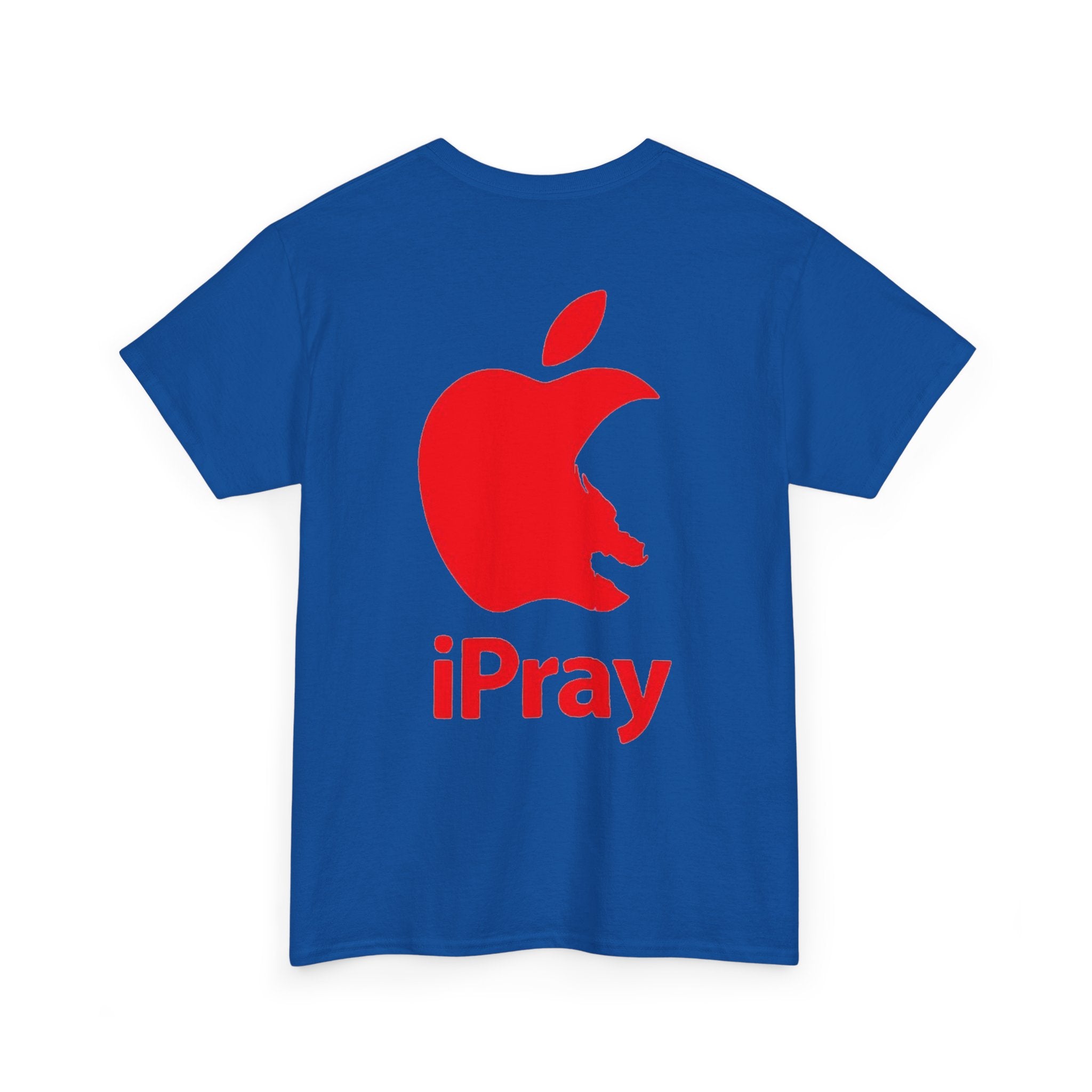 iPray Apple Logo Tee — Funny Christian T-Shirt (Minimal Red Apple Graphic) Printify