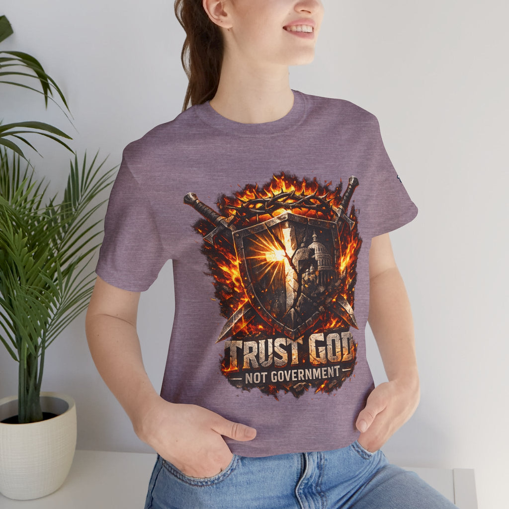 Trust God Not Government Shield Tee — Patriotic Christian Faith T-Shirt Printify