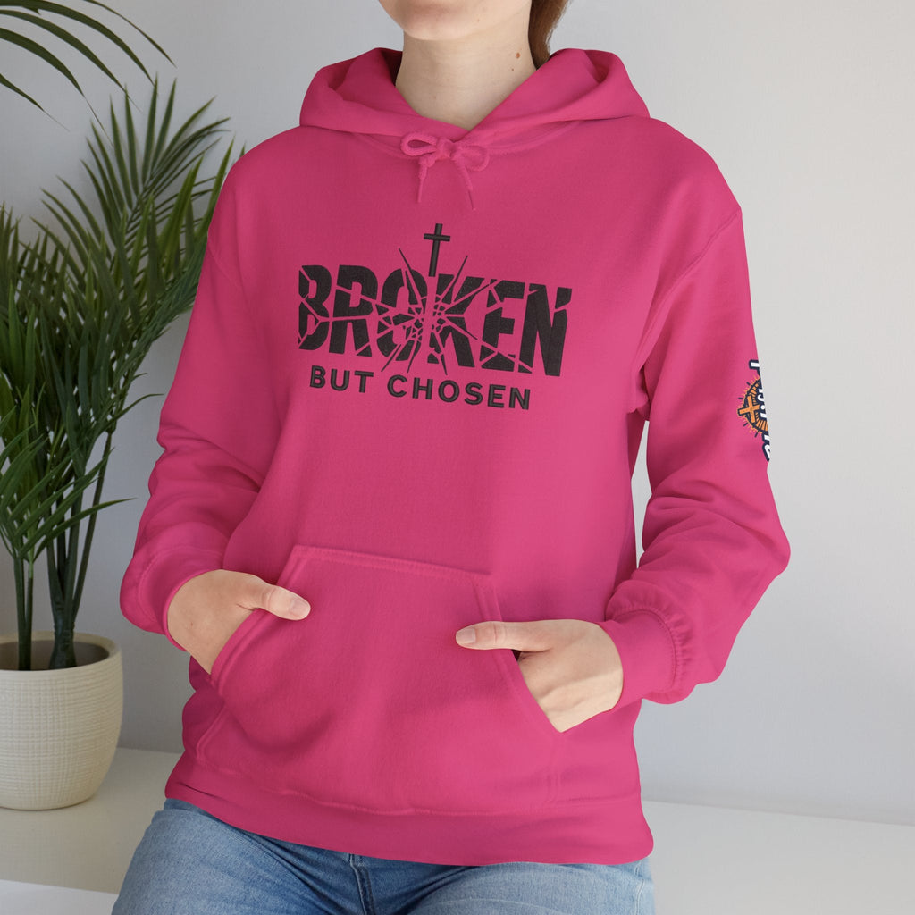 Broken But Chosen Hoodie — Christian Faith Graphic Sweatshirt Printify