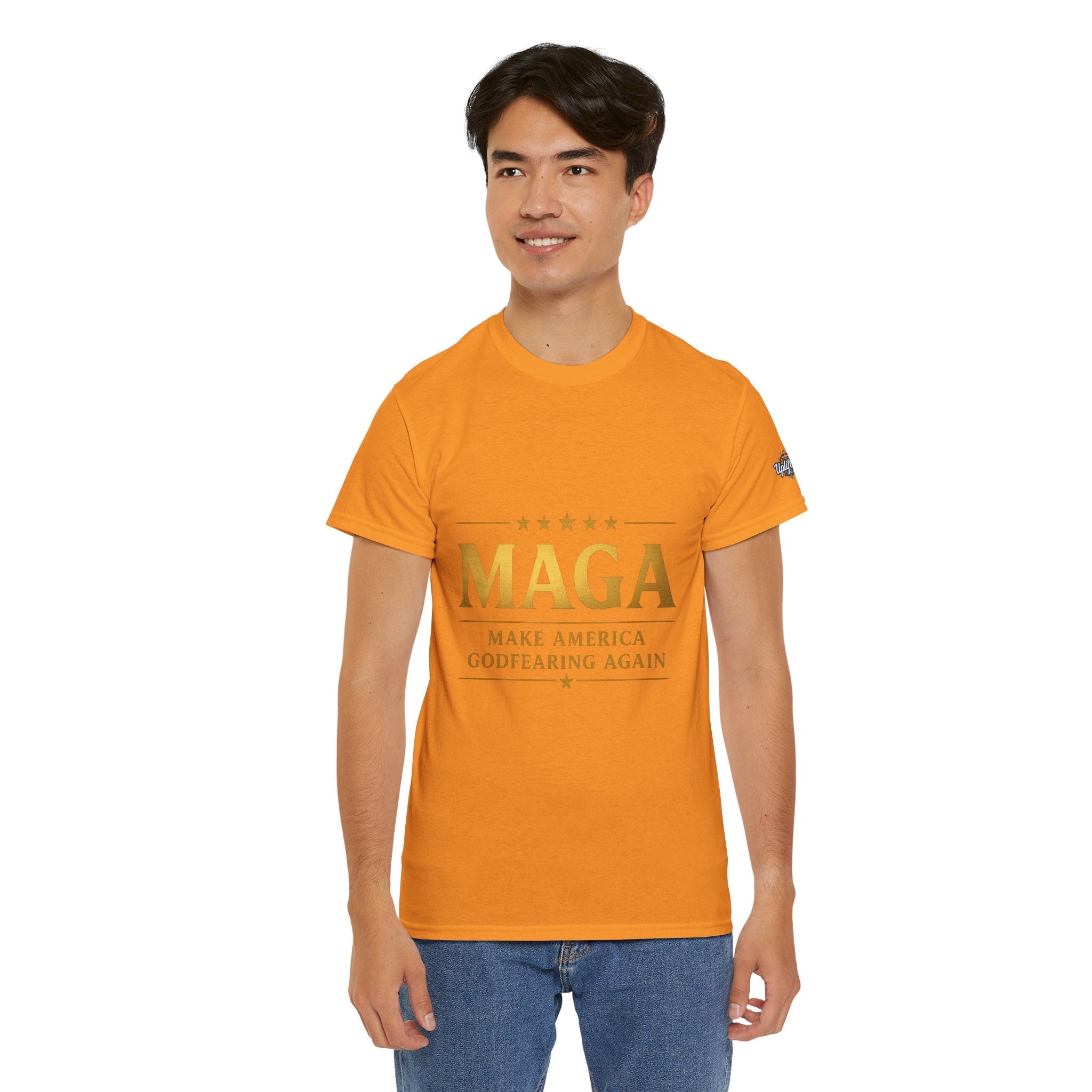 MAGA Gold Letter T-Shirt — "Make America Great Again" Printify