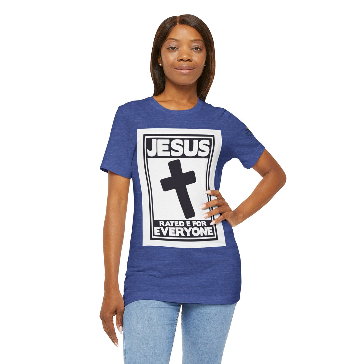 Jesus, Rated E for Everyone T-shirt - Gamer Faith T-shirt - Christian Video Game Parody Printify