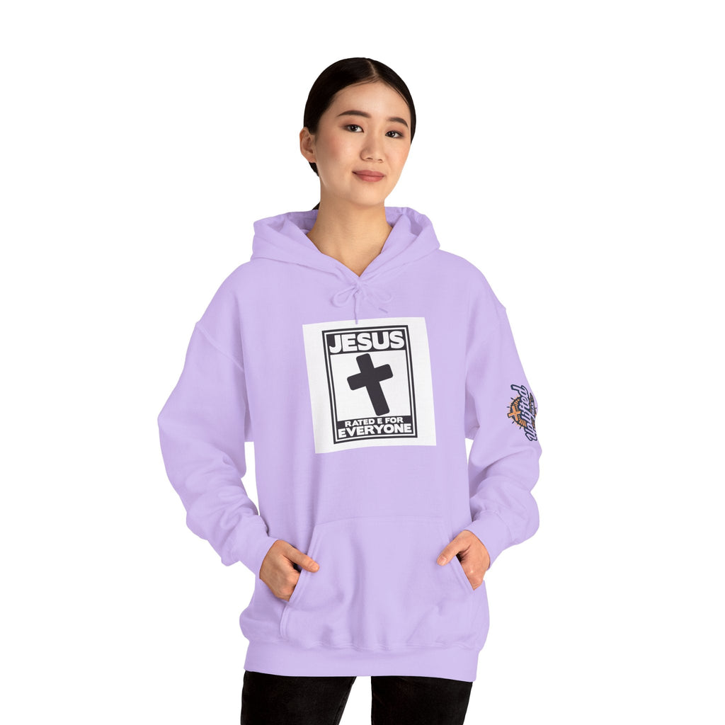 Jesus, Rated E for Everyone Hoodie - Gamer Faith Hoodie - Christian Video Game Parody Printify