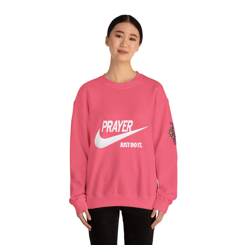 Prayer Just Do It Sweatshirt - Funny Christian Nike Parody Sweatshirt - Faith Gear Printify
