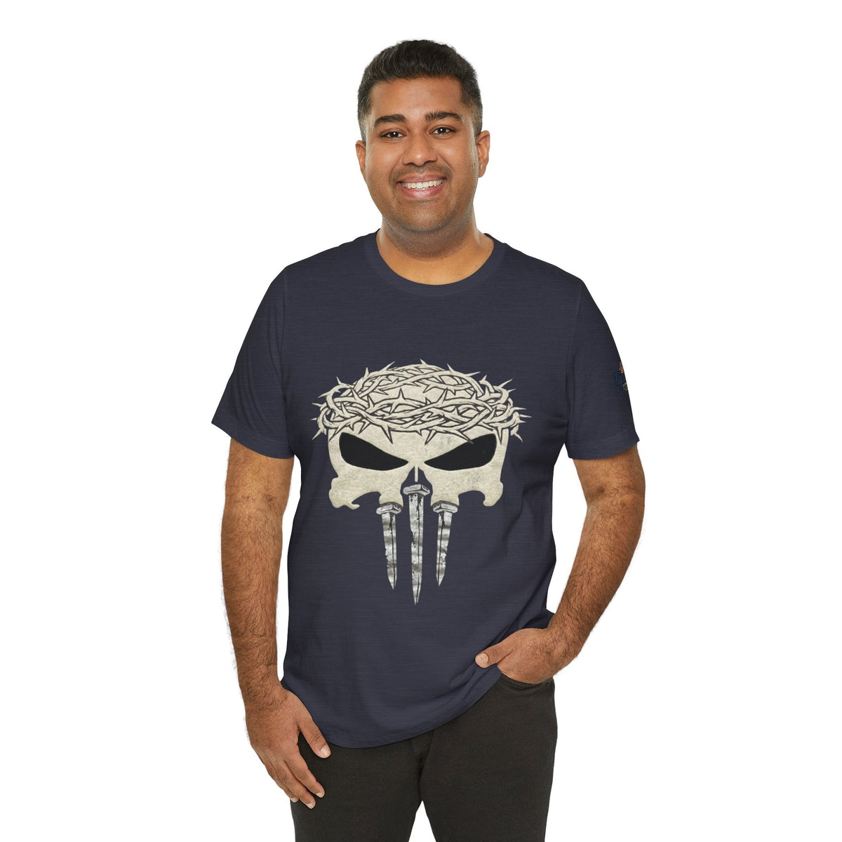 Christian Skull T-shirt - Crown of Thorns & Nails - Warrior Faith T-shirt Printify