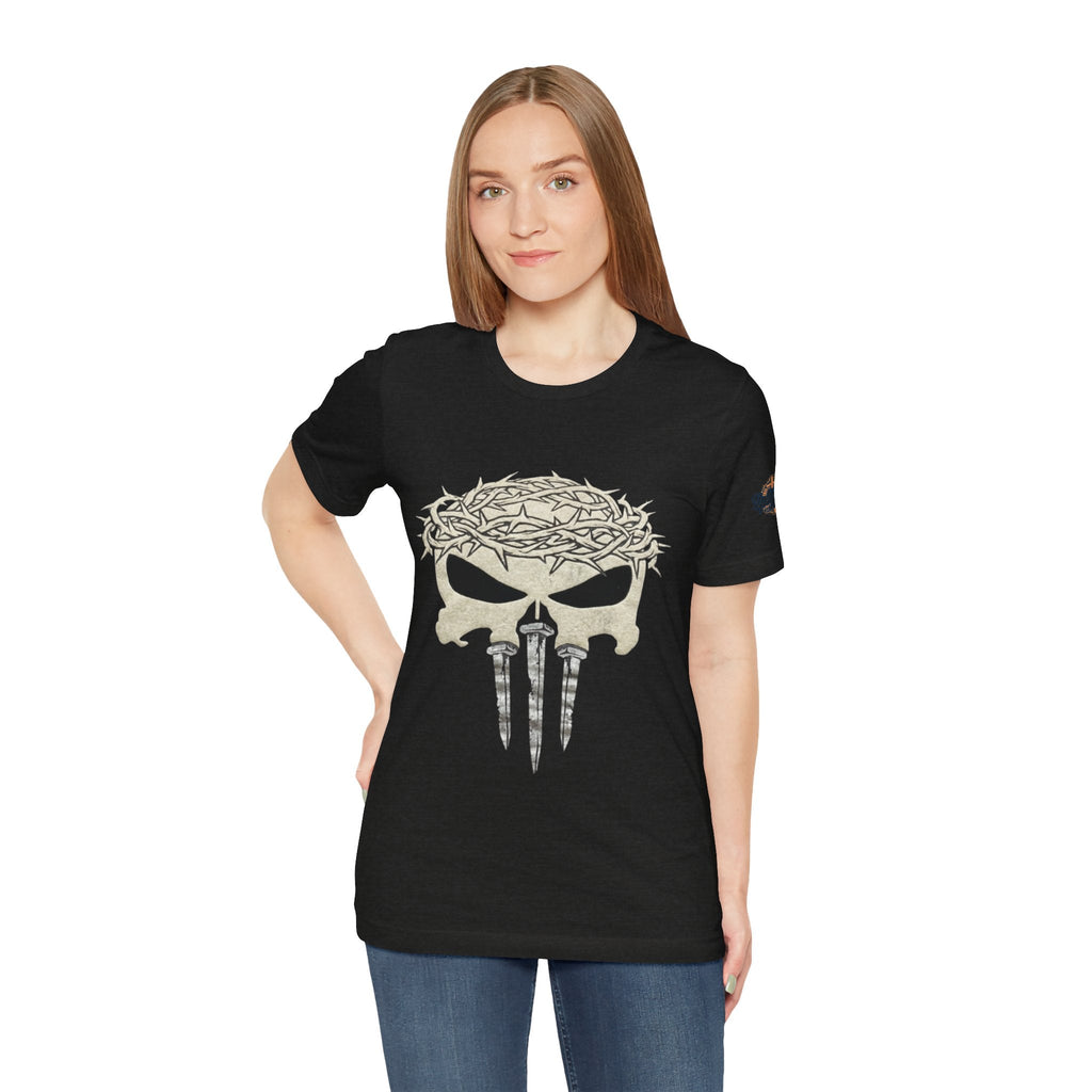 Christian Skull T-shirt - Crown of Thorns & Nails - Warrior Faith T-shirt Printify