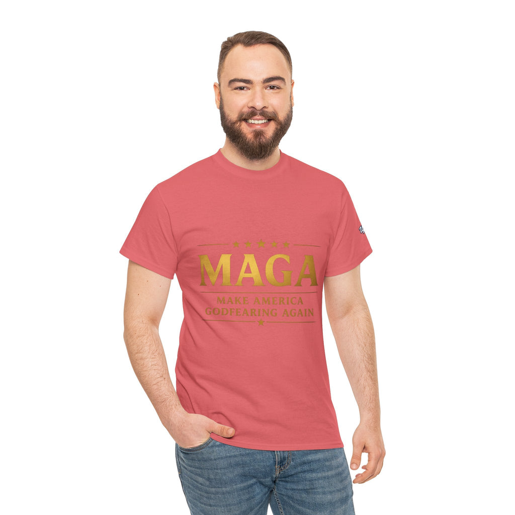 MAGA Gold Letter T-Shirt — "Make America Great Again" Printify