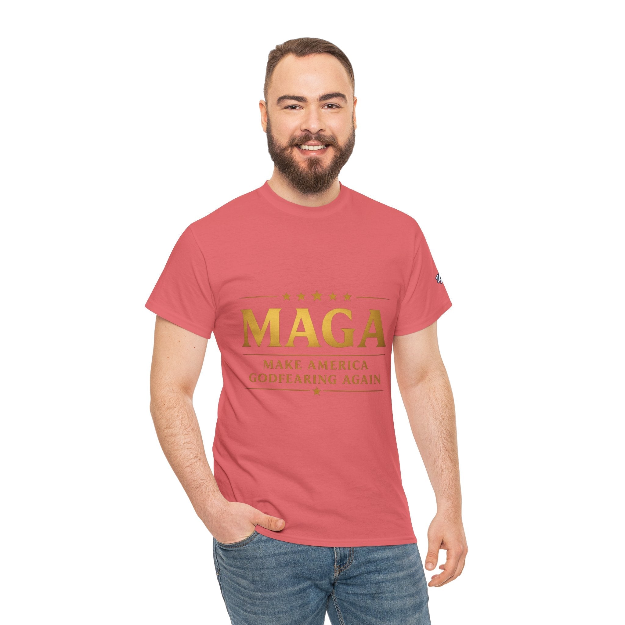 MAGA Gold Letter T-Shirt — "Make America Great Again" Printify