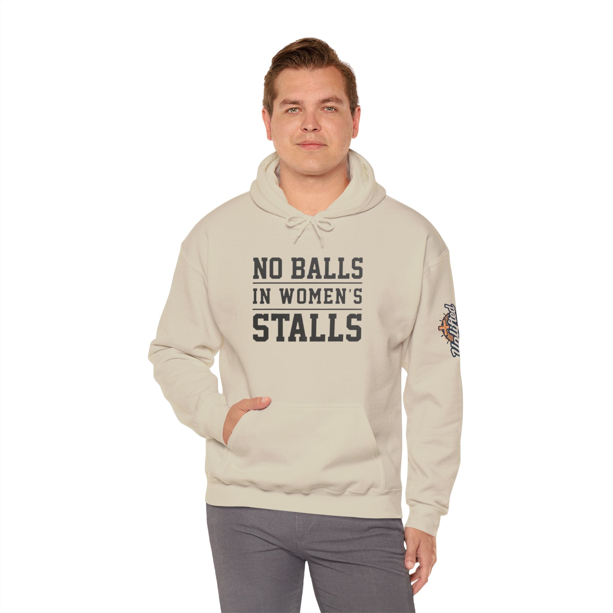 "No Balls in Women's Stalls" Statement Hoodie — Protest Sweatshirt Printify