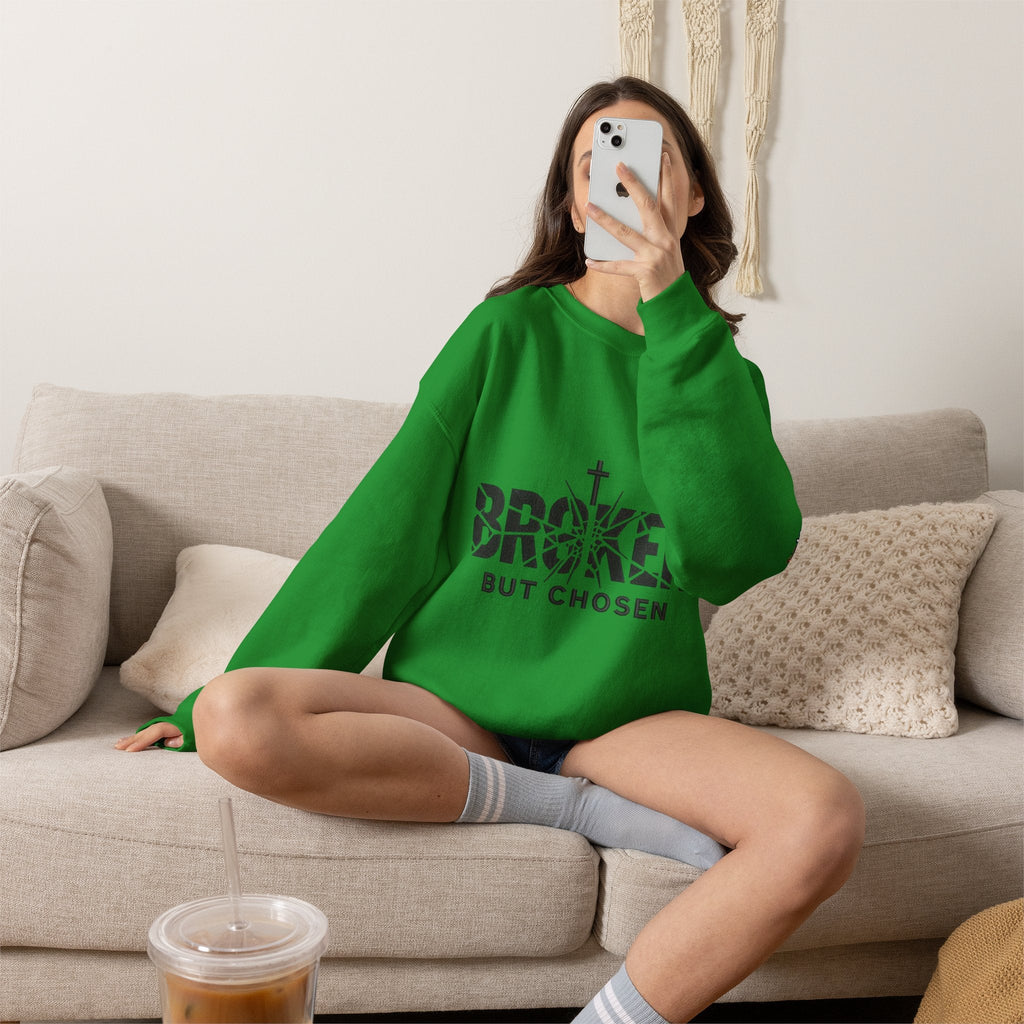 Broken But Chosen Crewneck Sweatshirt Printify