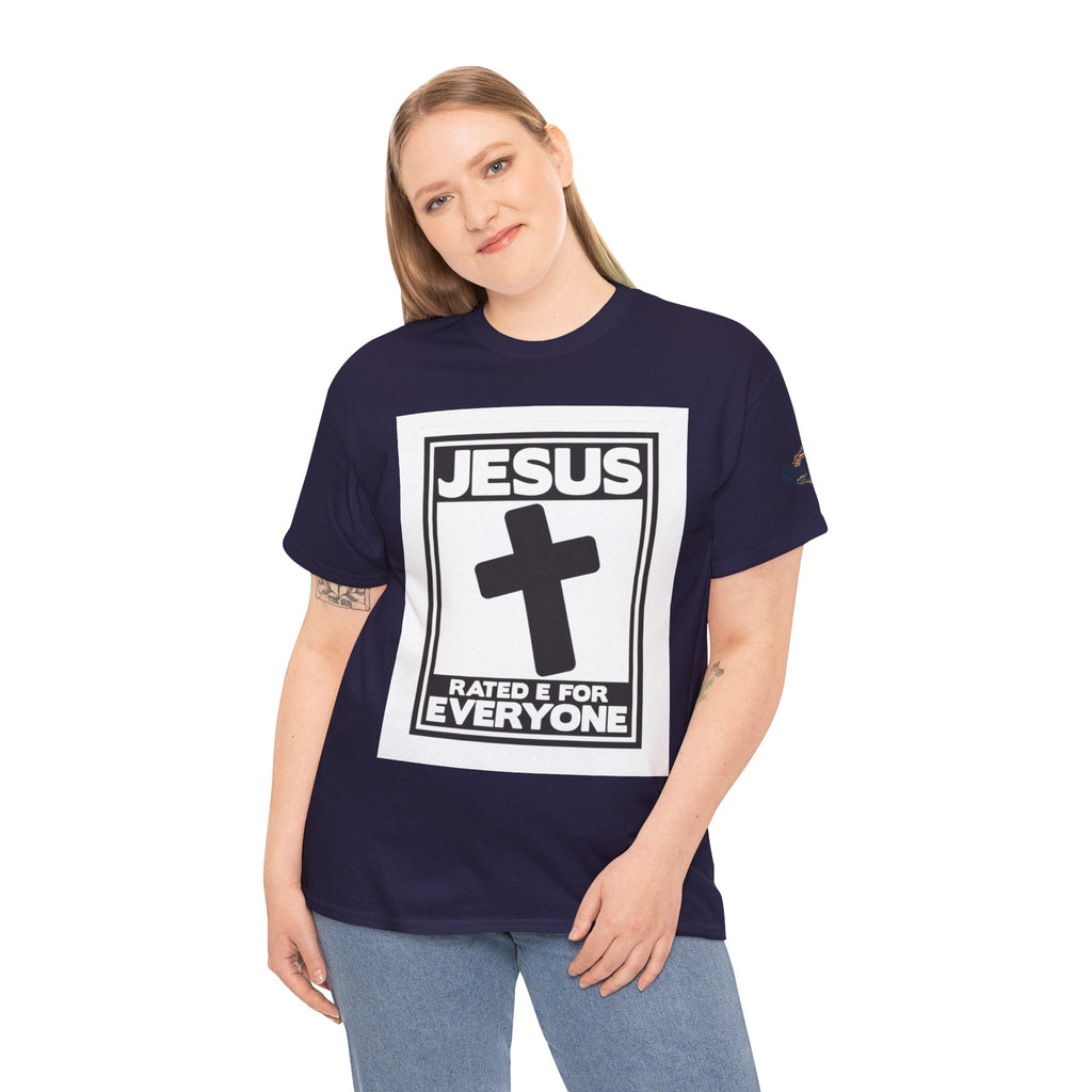Jesus, Rated E for Everyone T-shirt - Gamer Faith T-shirt - Christian Video Game Parody Printify