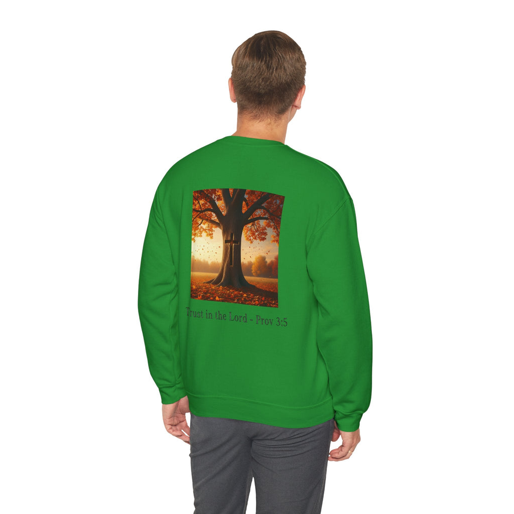 Trust in the Lord Sweatshirt – Autumn Tree Proverbs 3:5 Christian Sweatshirt for Cozy Faith Printify