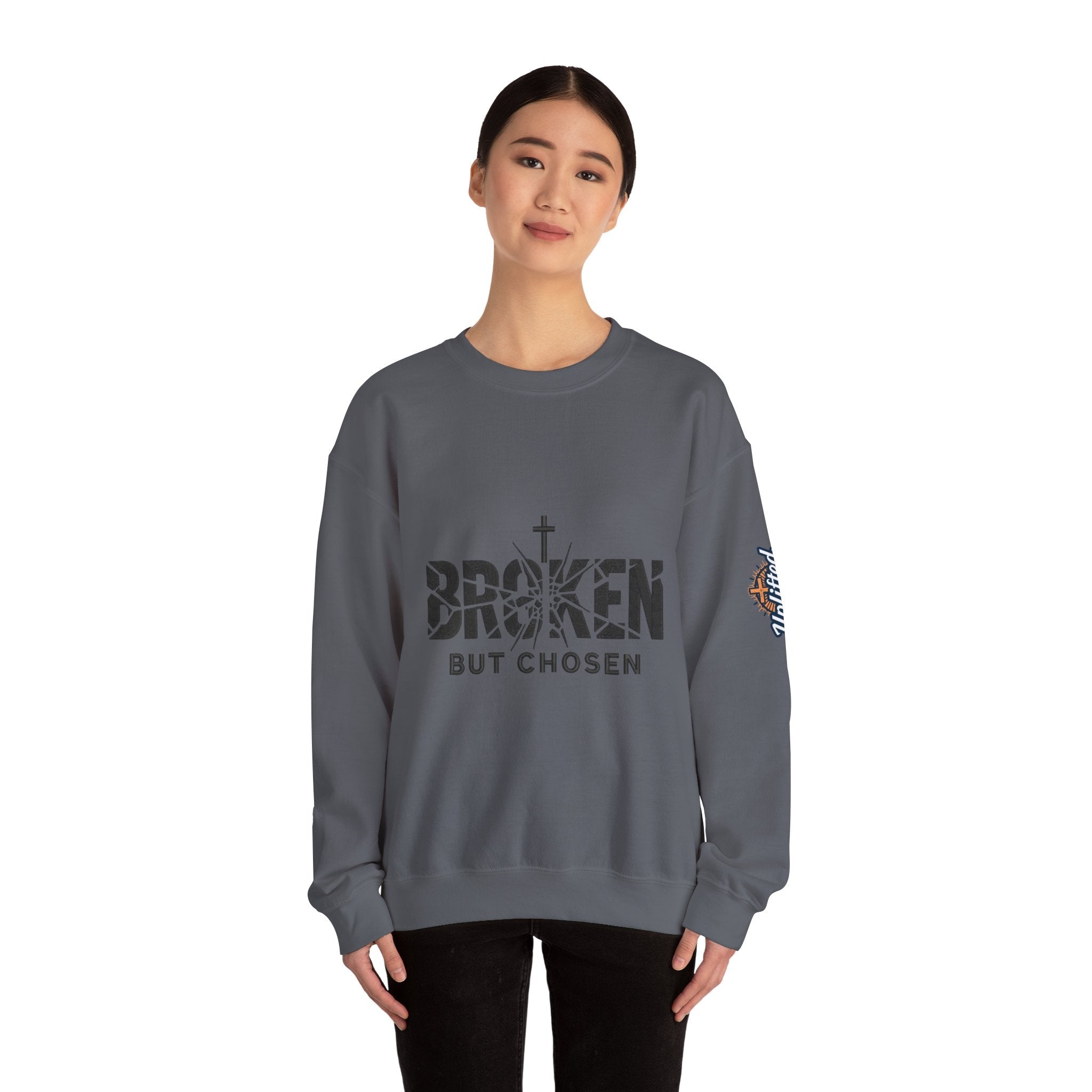 Broken But Chosen Crewneck Sweatshirt Printify
