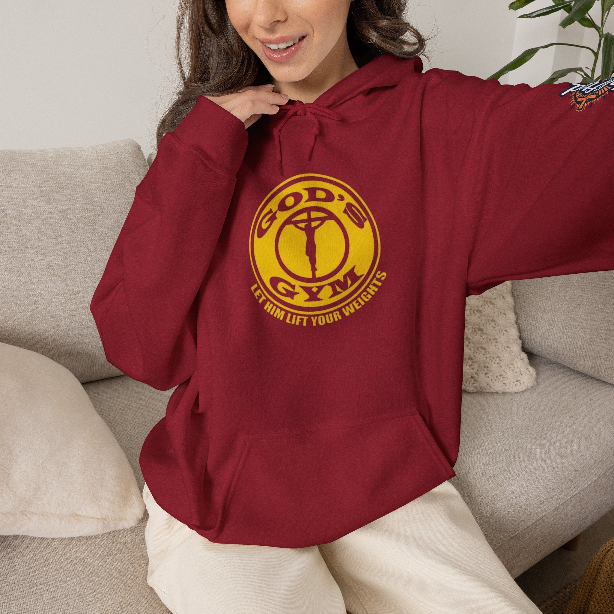 God's Gym Hoodie — "Let Him Lift Your Weights" Christian Fitness Hoodie Printify